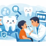 Dentist performing a routine dental checkup on a patient at Euro Arabian Dental Center in Oman.